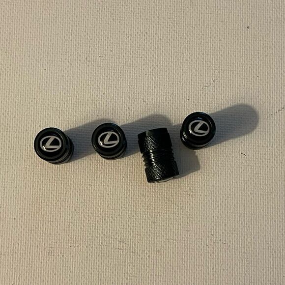 Lexus logo valve Stem caps in Black set of 4. NWT - Picture 1 of 4